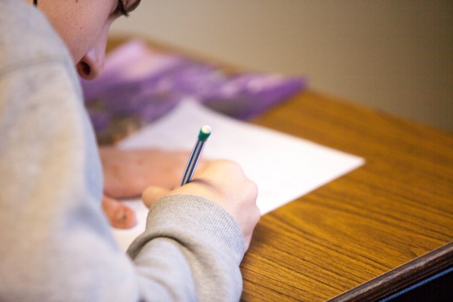 Student taking a test